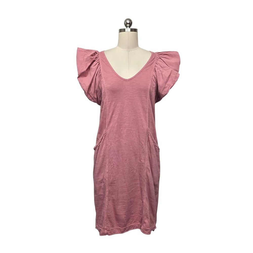 Daily Practice Anthropologie Mauve Pink Ruffle Sleeve V-Neck Cotton Dress XS